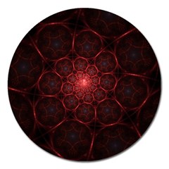 Fractal Spiral Depth Light Red Swirling Lines Magnet 5  (round) by Vaneshart