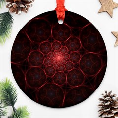 Fractal Spiral Depth Light Red Swirling Lines Round Ornament (two Sides) by Vaneshart