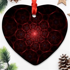 Fractal Spiral Depth Light Red Swirling Lines Heart Ornament (two Sides) by Vaneshart