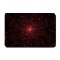 Fractal Spiral Depth Light Red Swirling Lines Small Doormat  by Vaneshart