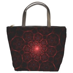 Fractal Spiral Depth Light Red Swirling Lines Bucket Bag by Vaneshart