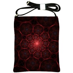 Fractal Spiral Depth Light Red Swirling Lines Shoulder Sling Bag by Vaneshart