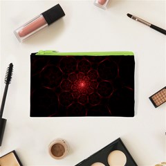 Fractal Spiral Depth Light Red Swirling Lines Cosmetic Bag (xs) by Vaneshart