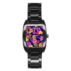 Tropical Pattern Stainless Steel Barrel Watch by Vaneshart