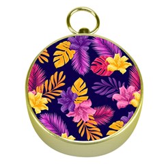 Tropical Pattern Gold Compasses by Vaneshart