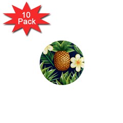 Tropical Pattern Pineapple Flowers Floral Fon Tropik Ananas 1  Mini Magnet (10 Pack)  by Vaneshart