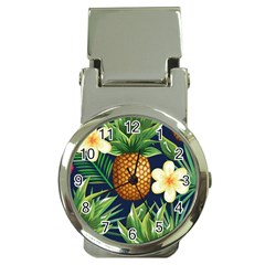 Tropical Pattern Pineapple Flowers Floral Fon Tropik Ananas Money Clip Watches by Vaneshart