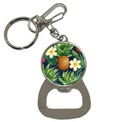 Tropical Pattern Pineapple Flowers Floral Fon Tropik Ananas Bottle Opener Key Chain by Vaneshart