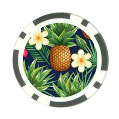 Tropical Pattern Pineapple Flowers Floral Fon Tropik Ananas Poker Chip Card Guard by Vaneshart