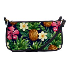 Tropical Pattern Pineapple Flowers Floral Fon Tropik Ananas Shoulder Clutch Bag by Vaneshart