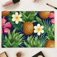 Tropical Pattern Pineapple Flowers Floral Fon Tropik Ananas Cosmetic Bag (xxl) by Vaneshart