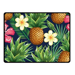 Tropical Pattern Pineapple Flowers Floral Fon Tropik Ananas Double Sided Fleece Blanket (small)  by Vaneshart