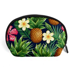 Tropical Pattern Pineapple Flowers Floral Fon Tropik Ananas Accessory Pouch (large) by Vaneshart