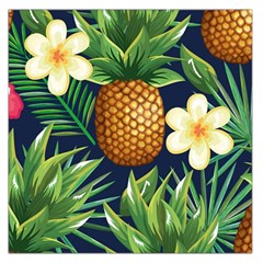 Tropical Pattern Pineapple Flowers Floral Fon Tropik Ananas Large Satin Scarf (square) by Vaneshart