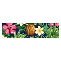 Tropical Pattern Pineapple Flowers Floral Fon Tropik Ananas Satin Scarf (oblong) by Vaneshart