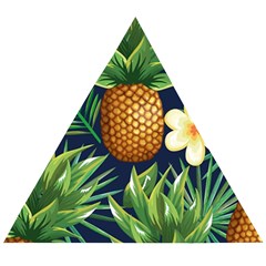 Tropical Pattern Pineapple Flowers Floral Fon Tropik Ananas Wooden Puzzle Triangle by Vaneshart