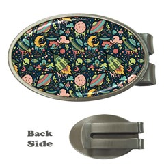 Texture Patterns Aliens Rockets Space Money Clips (oval)  by Vaneshart