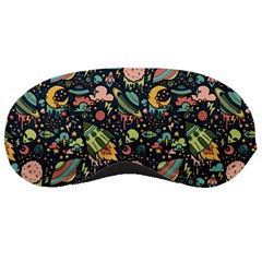 Texture Patterns Aliens Rockets Space Sleeping Mask by Vaneshart