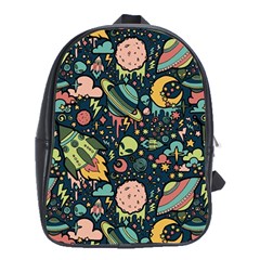 Texture Patterns Aliens Rockets Space School Bag (xl) by Vaneshart