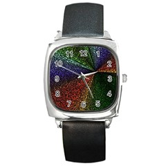 Abstract Colorful Pieces Mosaics Square Metal Watch by Vaneshart