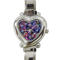 Multicolored Abstract Painting Heart Italian Charm Watch by Vaneshart