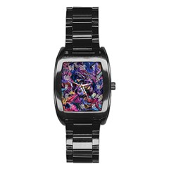 Multicolored Abstract Painting Stainless Steel Barrel Watch by Vaneshart