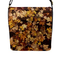 Late October Leaves 3 Flap Closure Messenger Bag (l) by bloomingvinedesign