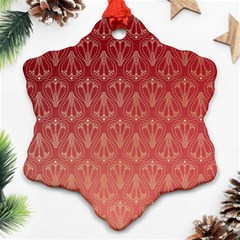 Red Gold Art Decor Snowflake Ornament (two Sides)