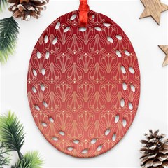 Red Gold Art Decor Oval Filigree Ornament (two Sides)