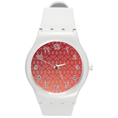 Red Gold Art Decor Round Plastic Sport Watch (m) by HermanTelo