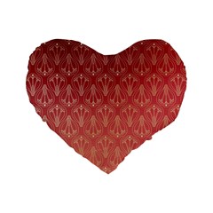 Red Gold Art Decor Standard 16  Premium Heart Shape Cushions by HermanTelo