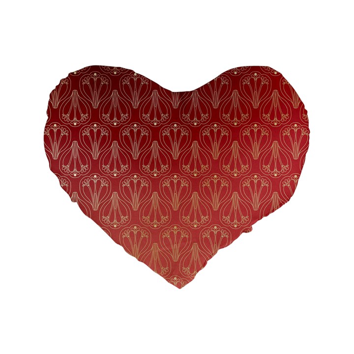 Red Gold Art Decor Standard 16  Premium Heart Shape Cushions