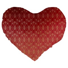 Red Gold Art Decor Large 19  Premium Heart Shape Cushions