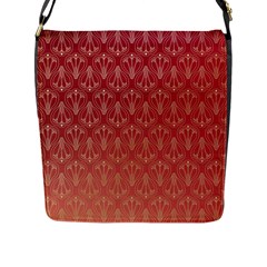 Red Gold Art Decor Flap Closure Messenger Bag (l)