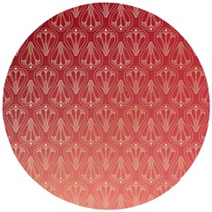 Red Gold Art Decor Wooden Puzzle Round by HermanTelo