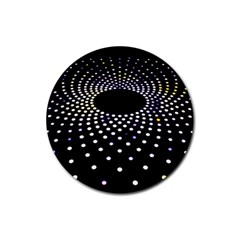 Abstract Black Blue Bright Circle Rubber Coaster (round)  by HermanTelo