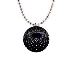 Abstract Black Blue Bright Circle 1  Button Necklace by HermanTelo