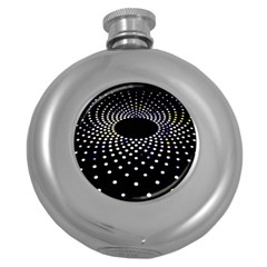 Abstract Black Blue Bright Circle Round Hip Flask (5 Oz)