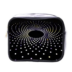 Abstract Black Blue Bright Circle Mini Toiletries Bag (one Side)