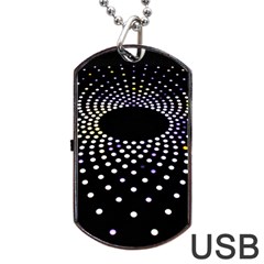 Abstract Black Blue Bright Circle Dog Tag Usb Flash (one Side) by HermanTelo