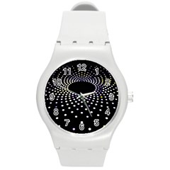 Abstract Black Blue Bright Circle Round Plastic Sport Watch (m) by HermanTelo