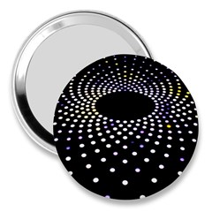 Abstract Black Blue Bright Circle 3  Handbag Mirrors