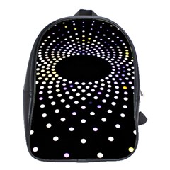 Abstract Black Blue Bright Circle School Bag (xl)