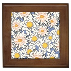 Flowers Pattern Lotus Lily Framed Tile by HermanTelo