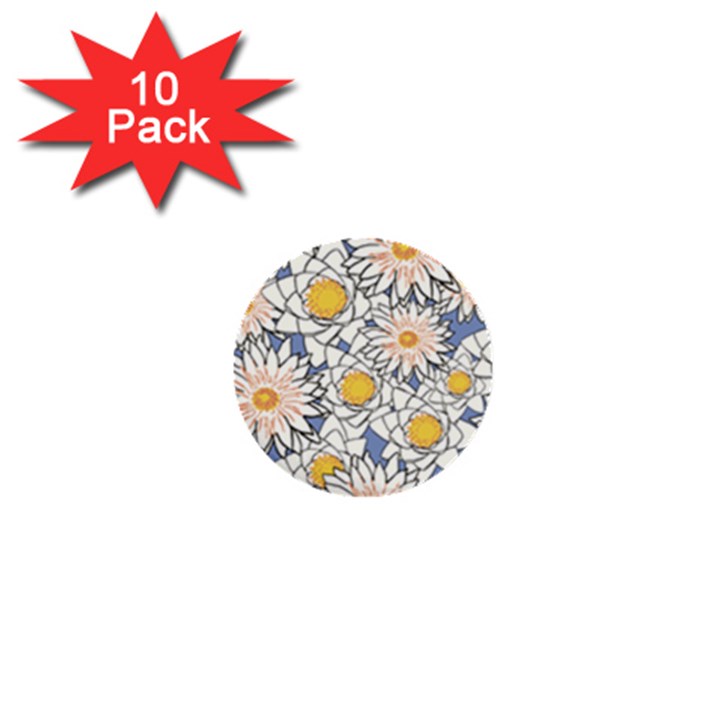 Flowers Pattern Lotus Lily 1  Mini Buttons (10 pack) 