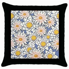 Flowers Pattern Lotus Lily Throw Pillow Case (black) by HermanTelo