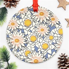 Flowers Pattern Lotus Lily Round Ornament (two Sides)