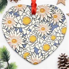 Flowers Pattern Lotus Lily Heart Ornament (two Sides)