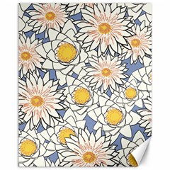 Flowers Pattern Lotus Lily Canvas 11  X 14 