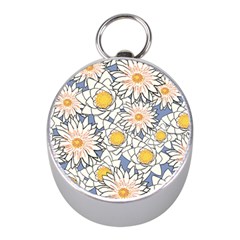 Flowers Pattern Lotus Lily Mini Silver Compasses